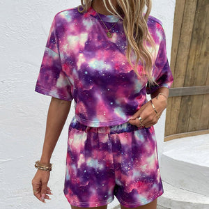 Epic Half Sleeve Round Neck Tie Dye Shorts Set - MXSTUDIO.COM