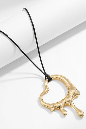 Epic Heart Pendant Black Cord Necklace - MXSTUDIO.COM