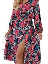 Epitome Of Beauty Floral Midi Dress With Slit - MXSTUDIO.COM