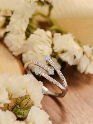 Especially Unique Platinum-Plated Moonstone Ring - MXSTUDIO.COM