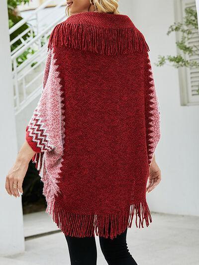 Ethnic Boho Open Front Fringe Cocoon Cardigan-MXSTUDIO.COM