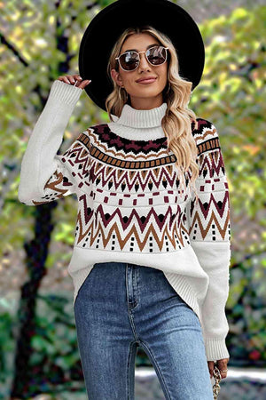 Ethnic Style Crew Neck Geometric Sweater - MXSTUDIO.COM