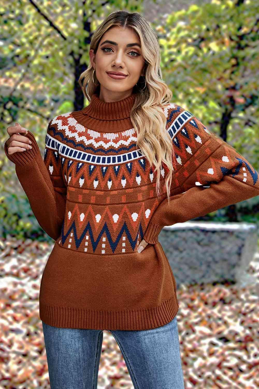 Ethnic Style Crew Neck Geometric Sweater - MXSTUDIO.COM