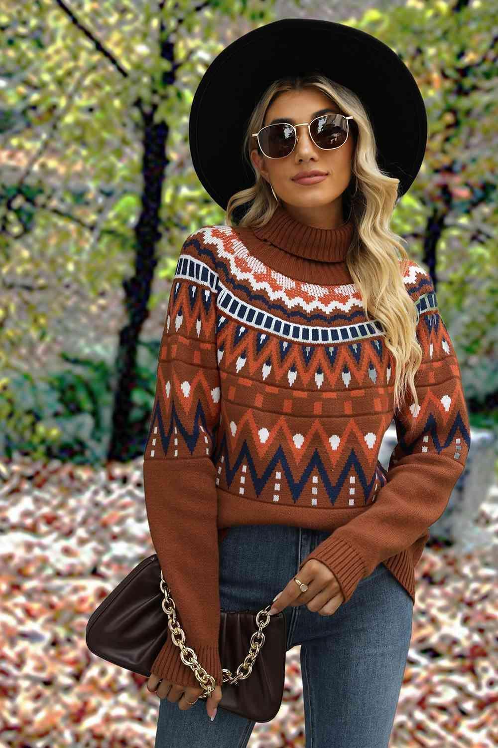 Ethnic Style Crew Neck Geometric Sweater - MXSTUDIO.COM