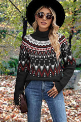 Ethnic Style Crew Neck Geometric Sweater - MXSTUDIO.COM