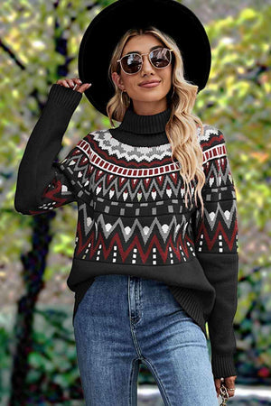 Ethnic Style Crew Neck Geometric Sweater - MXSTUDIO.COM