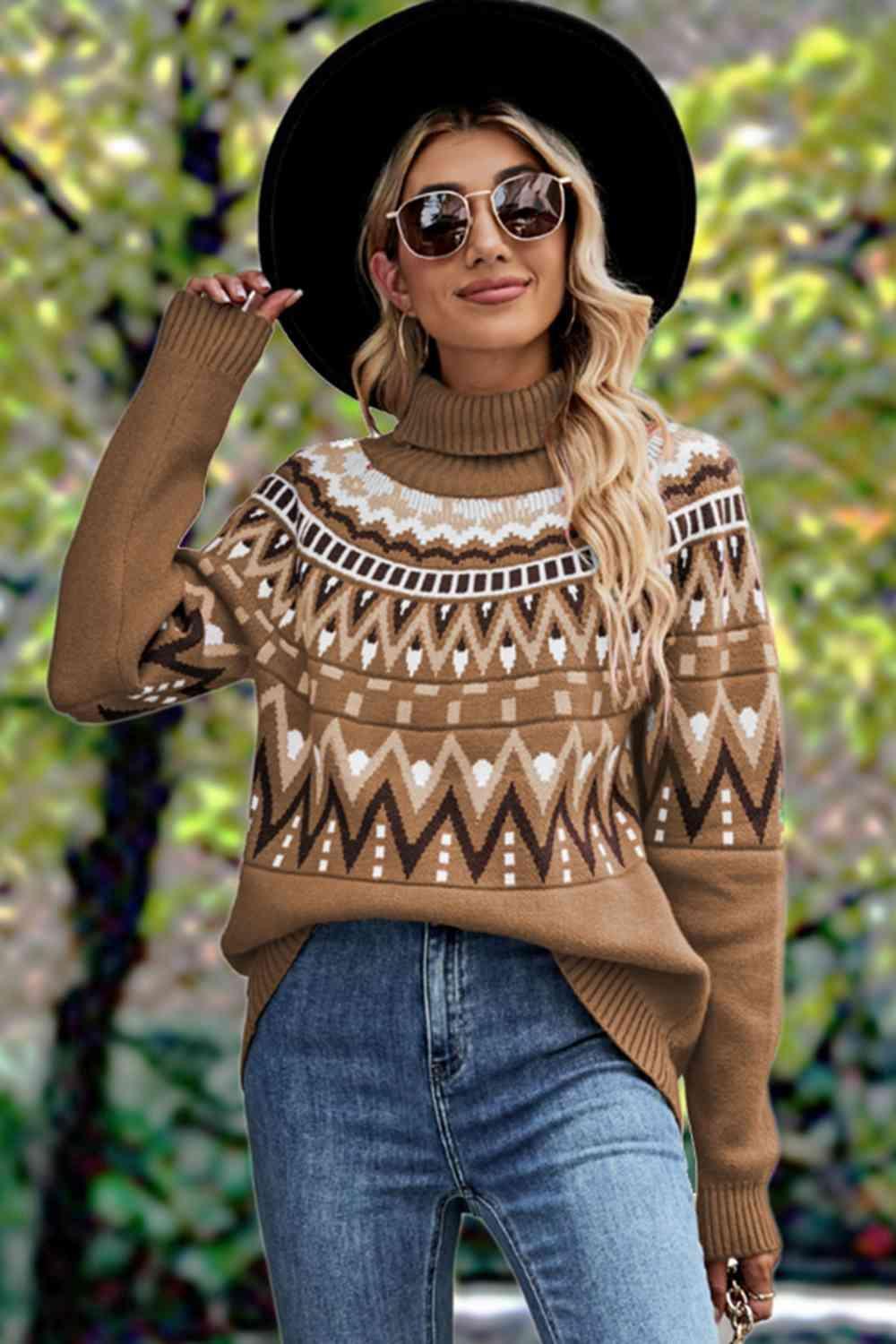 Ethnic Style Crew Neck Geometric Sweater - MXSTUDIO.COM