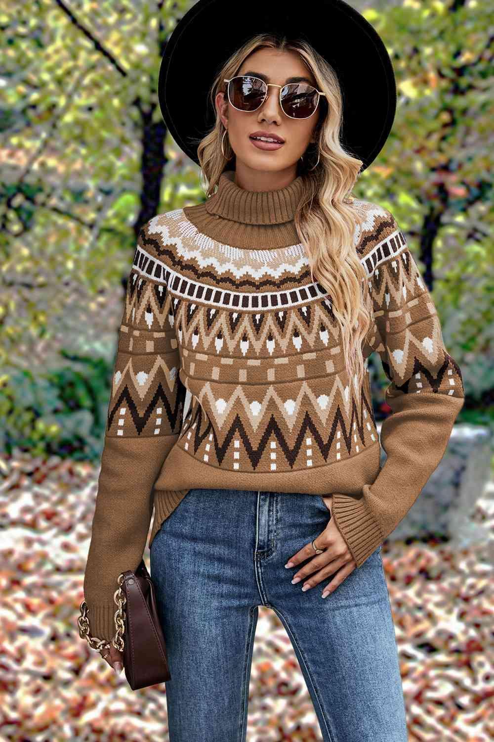 Ethnic Style Crew Neck Geometric Sweater - MXSTUDIO.COM