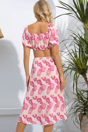 Everlasting Beauty Floral Cut Out Midi Dress - MXSTUDIO.COM