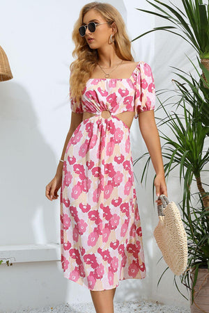 Everlasting Beauty Floral Cut Out Midi Dress - MXSTUDIO.COM