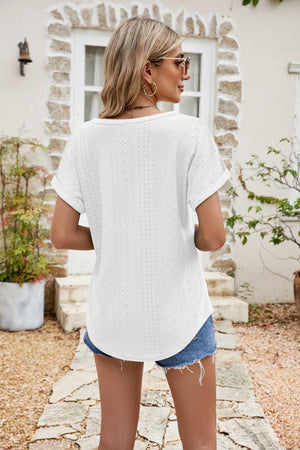 Everlasting Comfort Crew Neck Eyelet Top - MXSTUDIO.COM