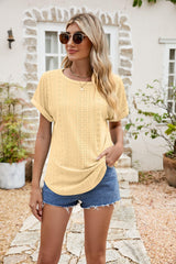 Everlasting Comfort Crew Neck Eyelet Top - MXSTUDIO.COM