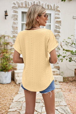 Everlasting Comfort Crew Neck Eyelet Top - MXSTUDIO.COM