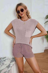 Everyday Look Cap Sleeves Knit Top and Shorts Set - MXSTUDIO.COM