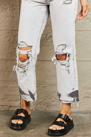 Everyday Look Cropped Distressed Mom Jeans - MXSTUDIO.COM