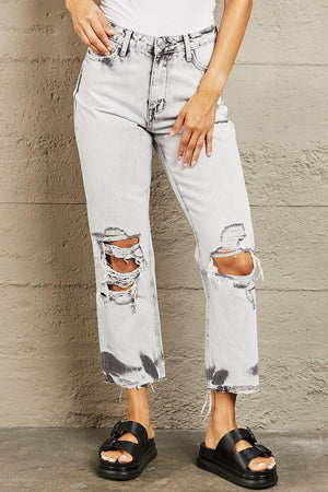 Everyday Look Cropped Distressed Mom Jeans - MXSTUDIO.COM