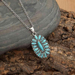 Everyday Staple Artificial Turquoise Alloy Necklace-MXSTUDIO.COM