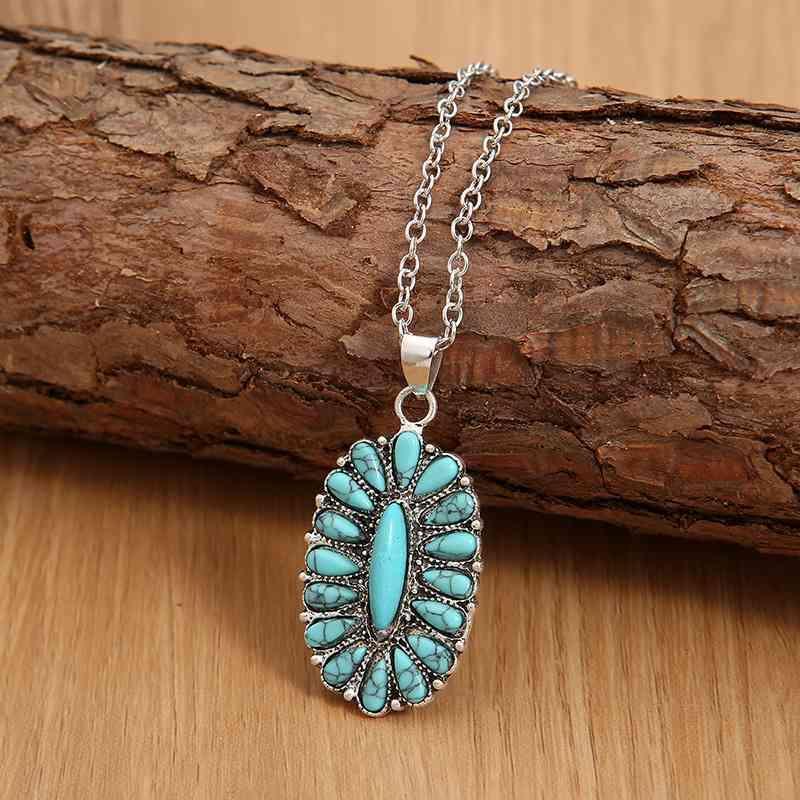 Everyday Staple Artificial Turquoise Alloy Necklace-MXSTUDIO.COM