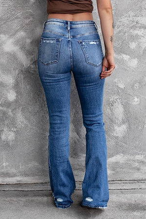 Everyday Wear Distressed High Rise Flared Jeans - MXSTUDIO.COM