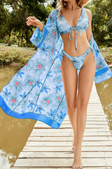 Excelling In Summer Open Front Floral Beach Cover-Up - MXSTUDIO.COM