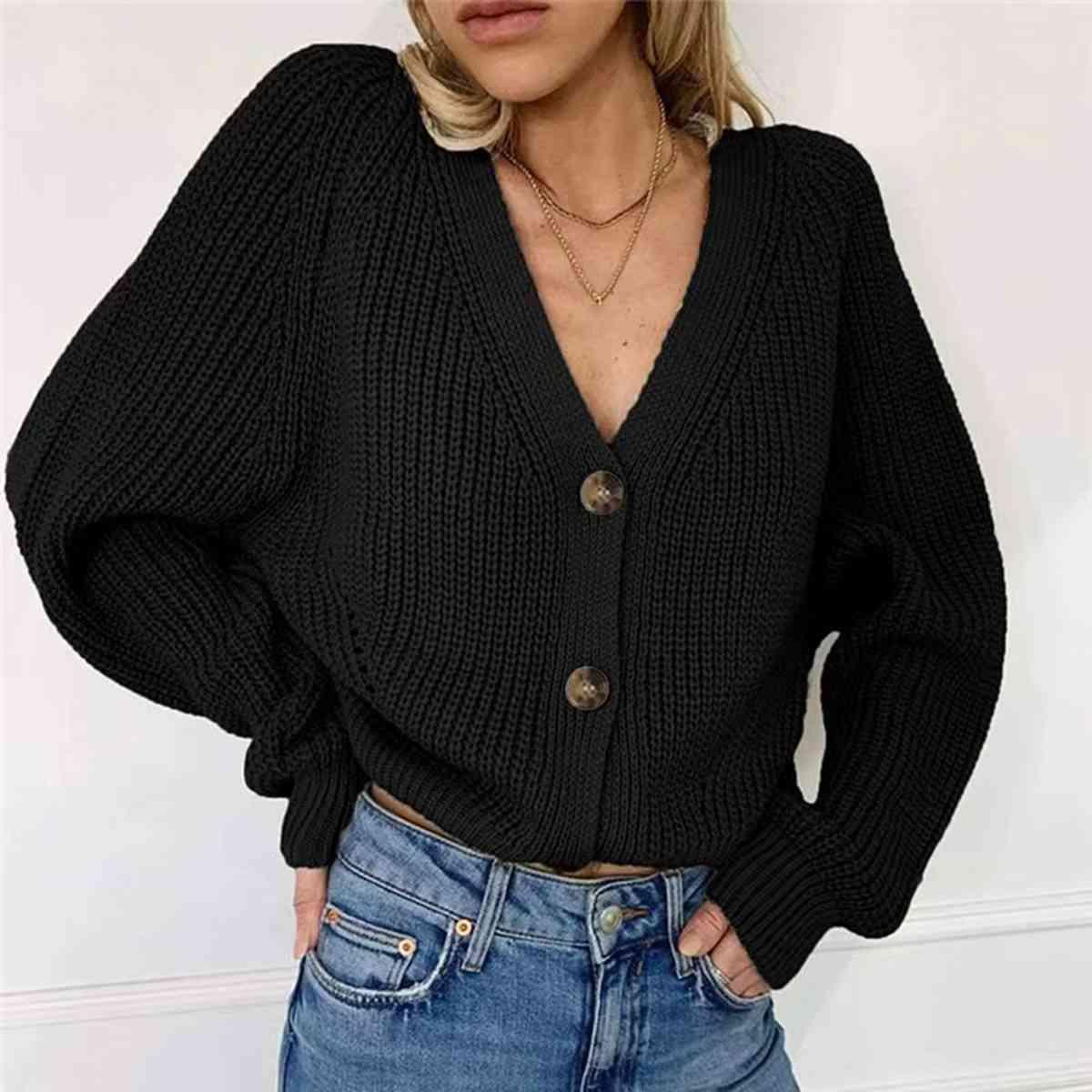 Exceptional Comfort V-Neck Knit Button Up Cardigan-MXSTUDIO.COM