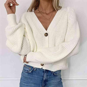 Exceptional Comfort V-Neck Knit Button Up Cardigan-MXSTUDIO.COM