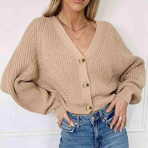 Exceptional Comfort V-Neck Knit Button Up Cardigan-MXSTUDIO.COM