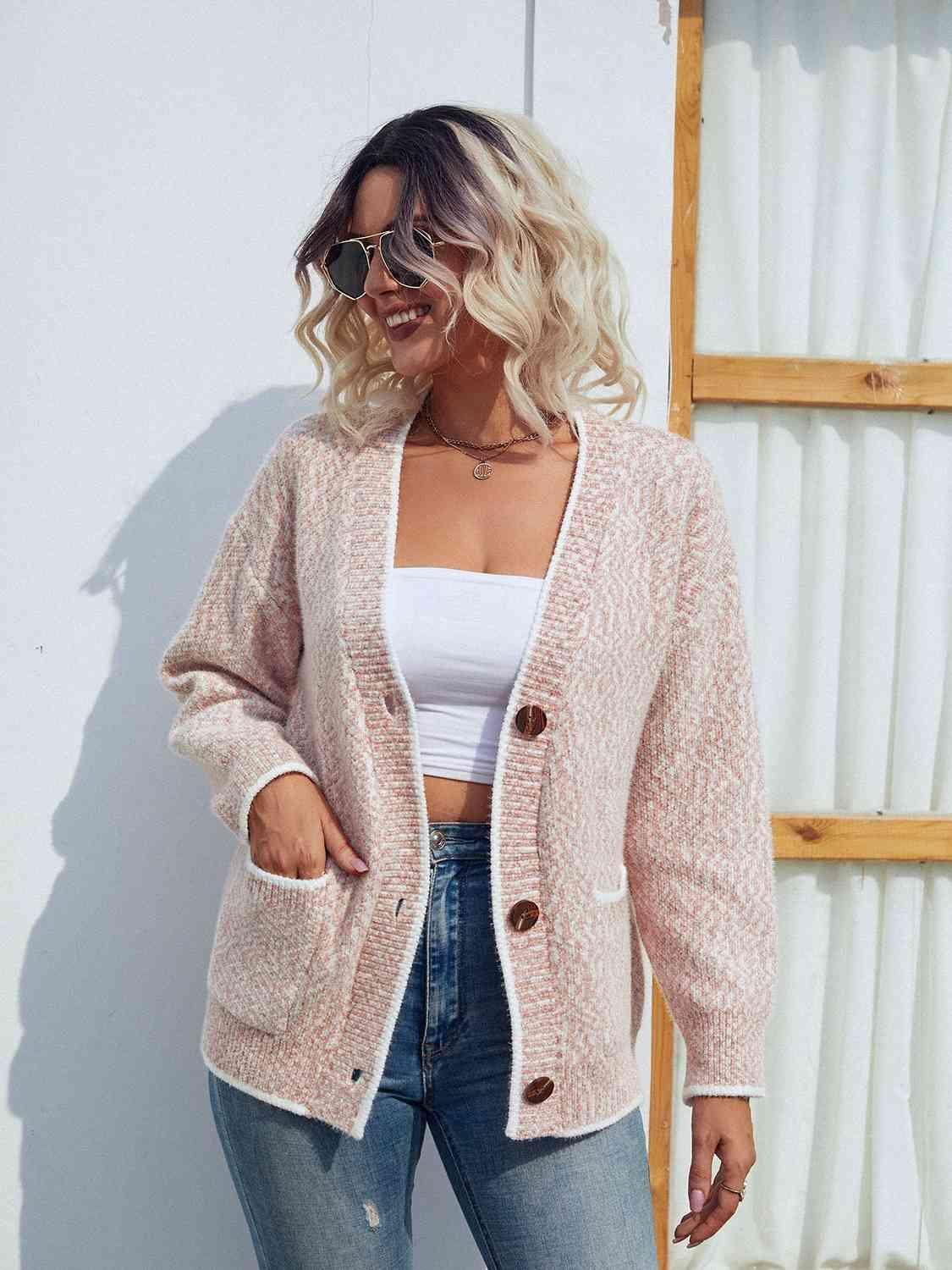 Exceptional Layer Pocketed Button Down Cardigan - MXSTUDIO.COM