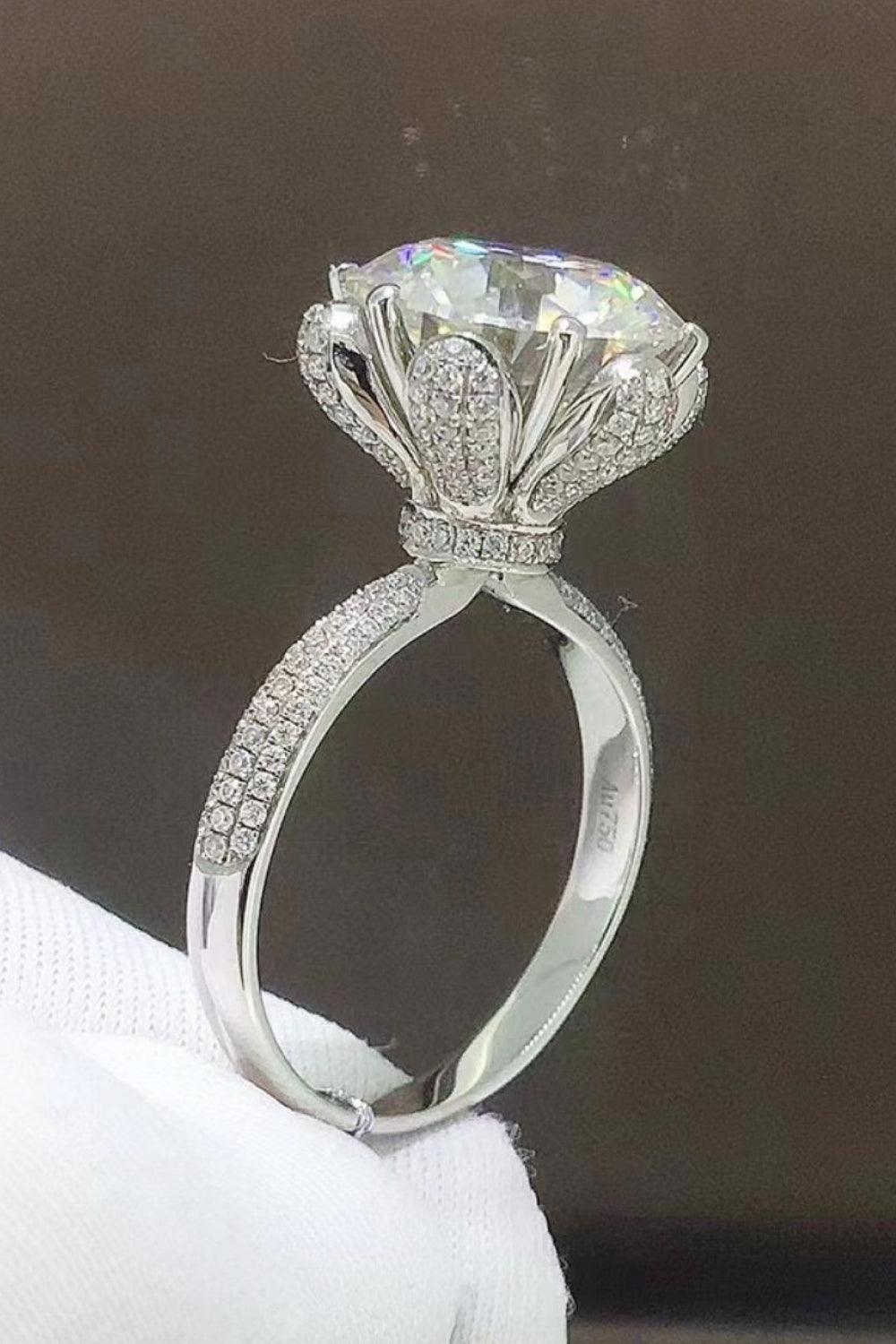 Exceptional Zircon Accents 5 Carat Moissanite Ring - MXSTUDIO.COM