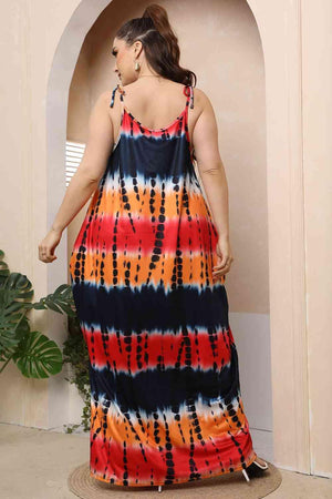 Exciting Sleeveless Plus Size Tie Dye Maxi Dress - MXSTUDIO.COM