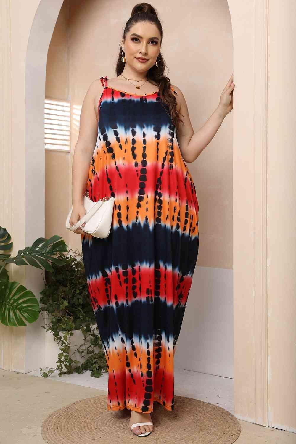 Exciting Sleeveless Plus Size Tie Dye Maxi Dress - MXSTUDIO.COM