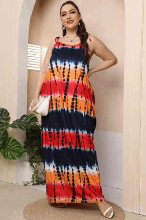 Exciting Sleeveless Plus Size Tie Dye Maxi Dress - MXSTUDIO.COM