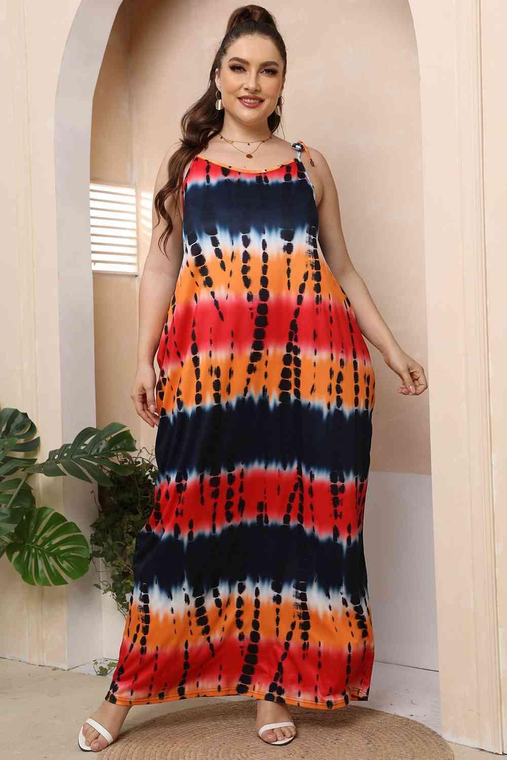 Exciting Sleeveless Plus Size Tie Dye Maxi Dress - MXSTUDIO.COM