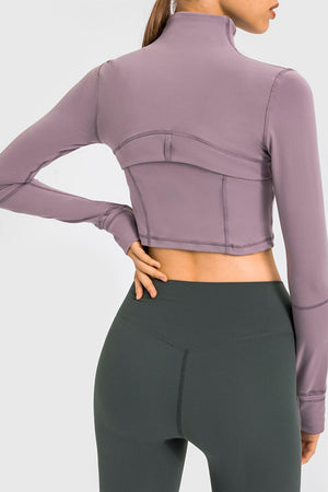 Exercise Cropped Jacket With Thumbholes - MXSTUDIO.COM