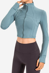 Exercise Cropped Jacket With Thumbholes - MXSTUDIO.COM