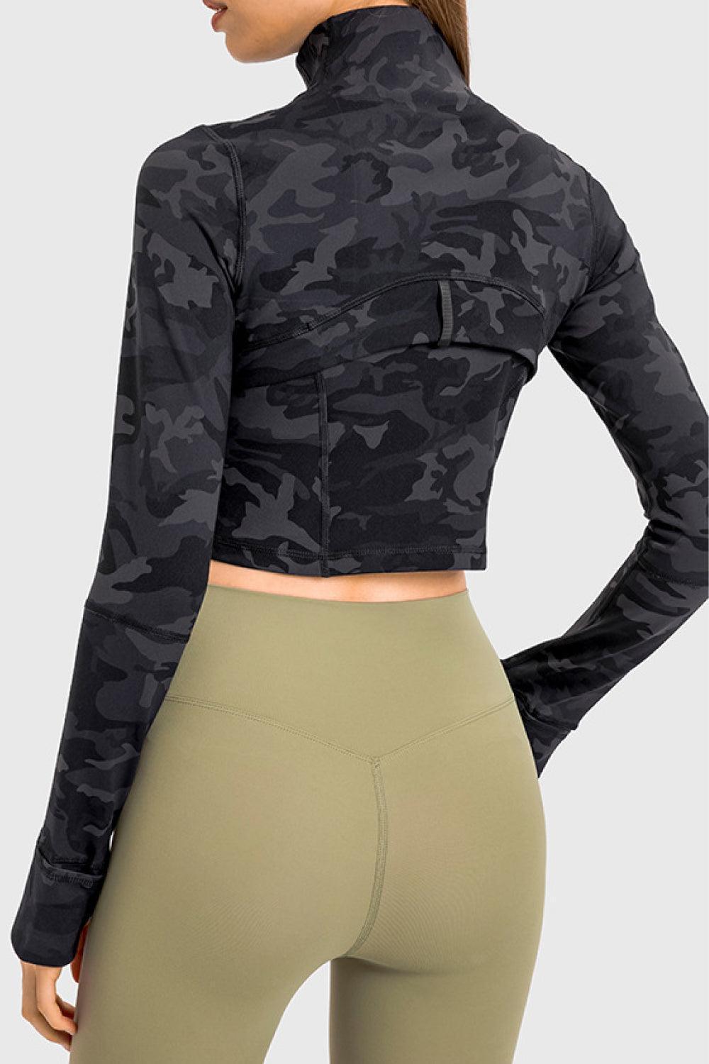 Exercise Cropped Jacket With Thumbholes - MXSTUDIO.COM