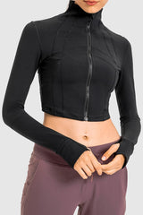 Exercise Cropped Jacket With Thumbholes - MXSTUDIO.COM