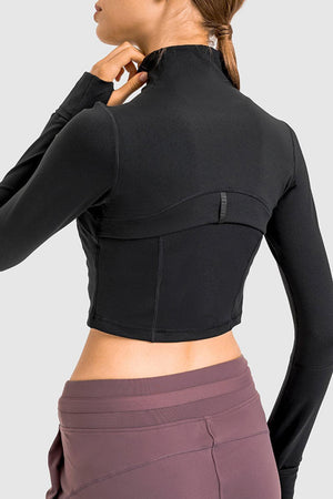 Exercise Cropped Jacket With Thumbholes - MXSTUDIO.COM