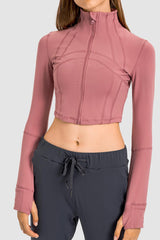 Exercise Cropped Jacket With Thumbholes - MXSTUDIO.COM