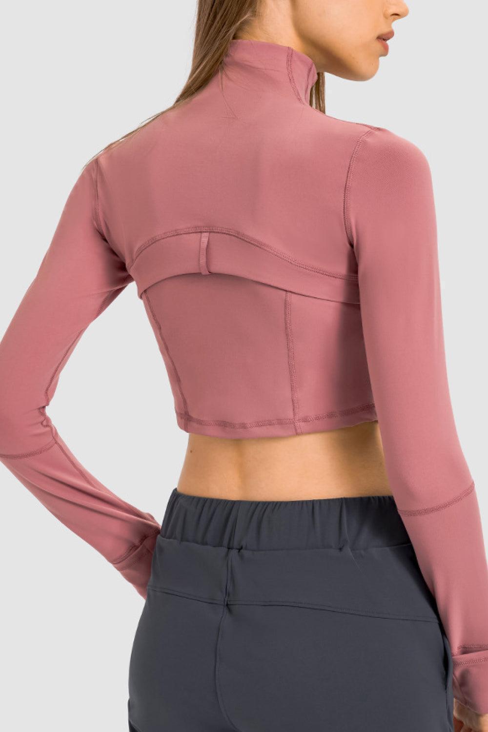 Exercise Cropped Jacket With Thumbholes - MXSTUDIO.COM