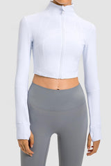 Exercise Cropped Jacket With Thumbholes - MXSTUDIO.COM