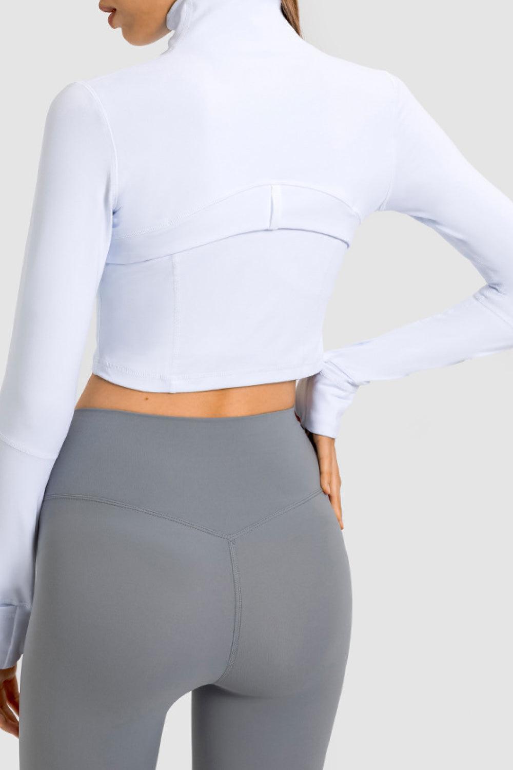 Exercise Cropped Jacket With Thumbholes - MXSTUDIO.COM