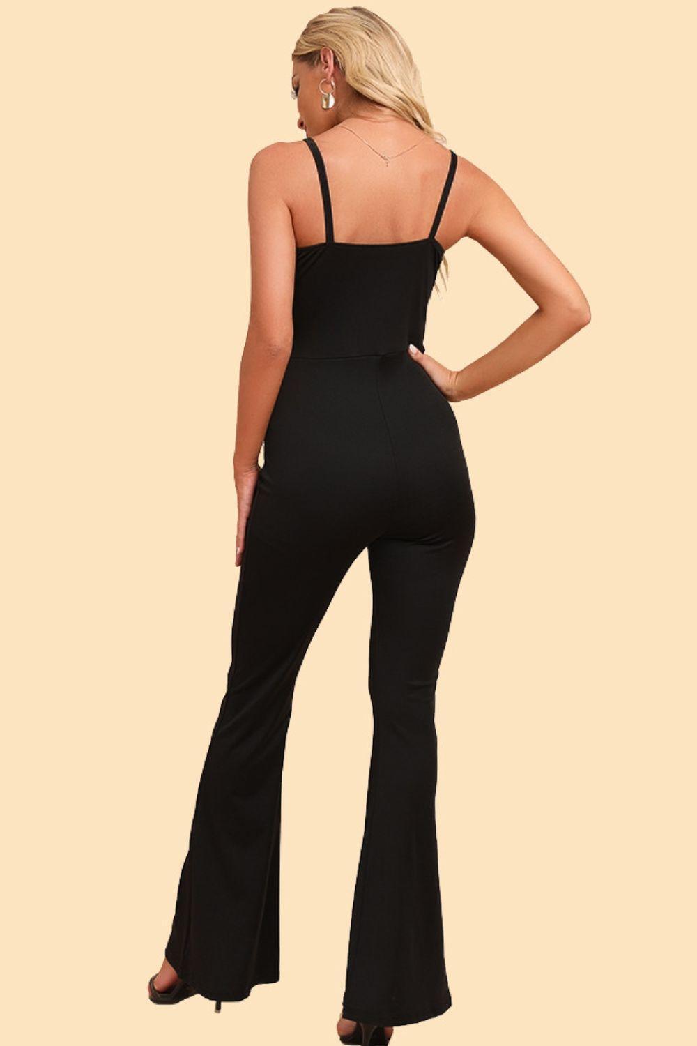 Exotic Beauty Spaghetti Strap Flare Leg Jumpsuit - MXSTUDIO.COM