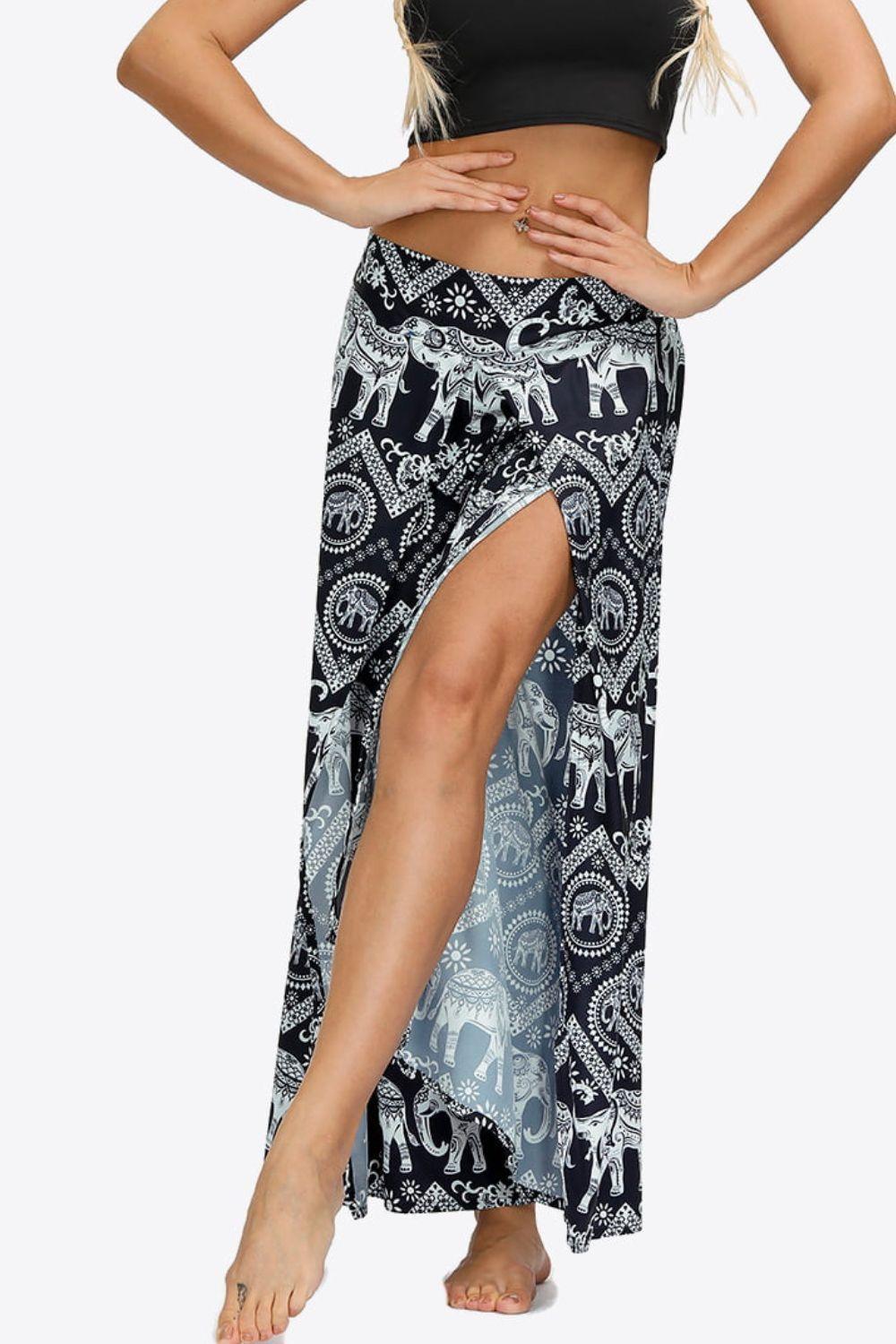 Exotic Long Split Wide Leg Pants - MXSTUDIO.COM