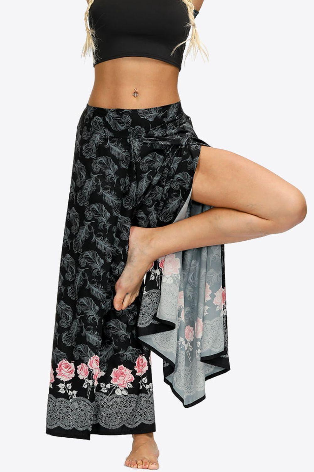 Exotic Long Split Wide Leg Pants - MXSTUDIO.COM