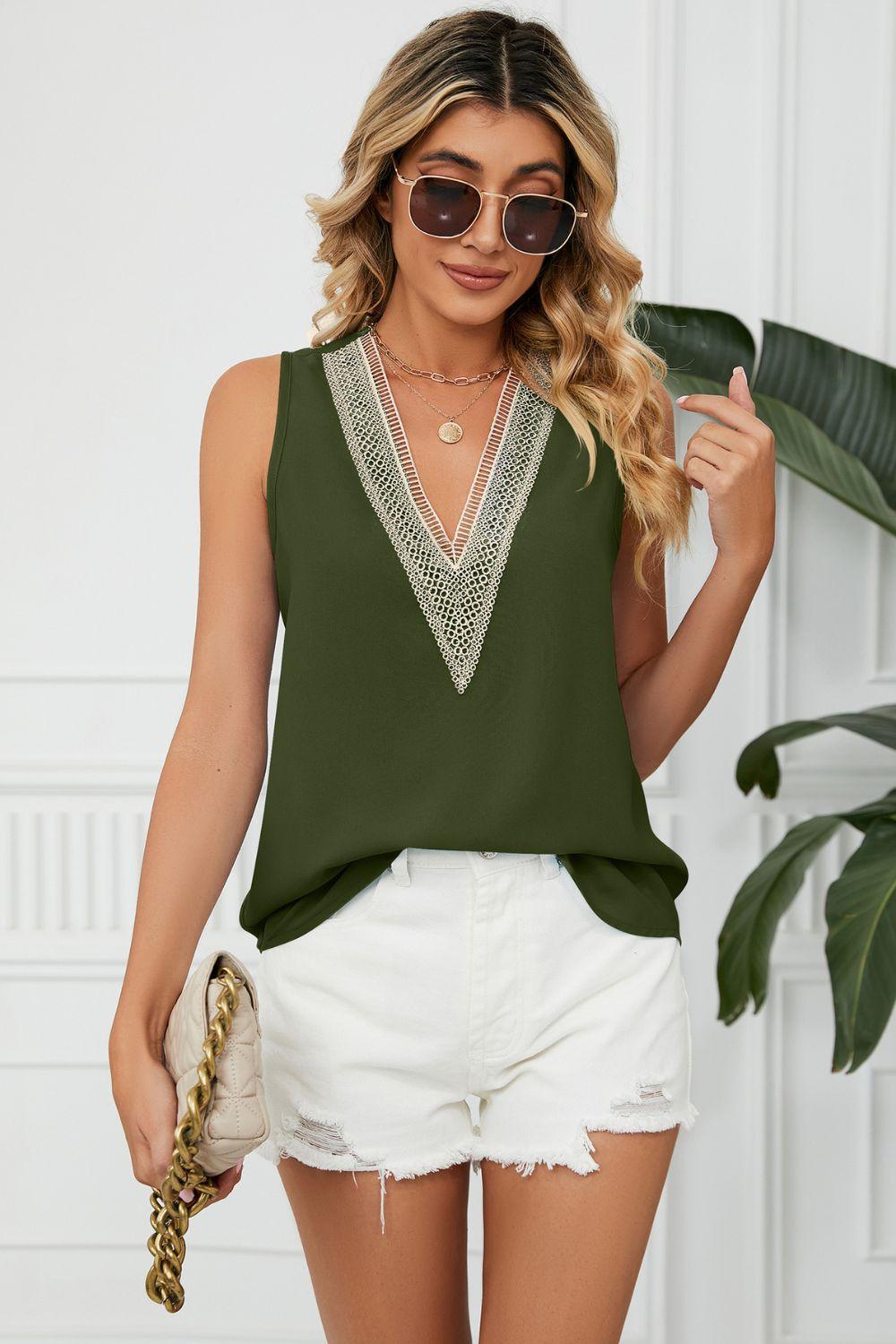 Expensive Freshness V Neck Sleeveless Blouse - MXSTUDIO.COM