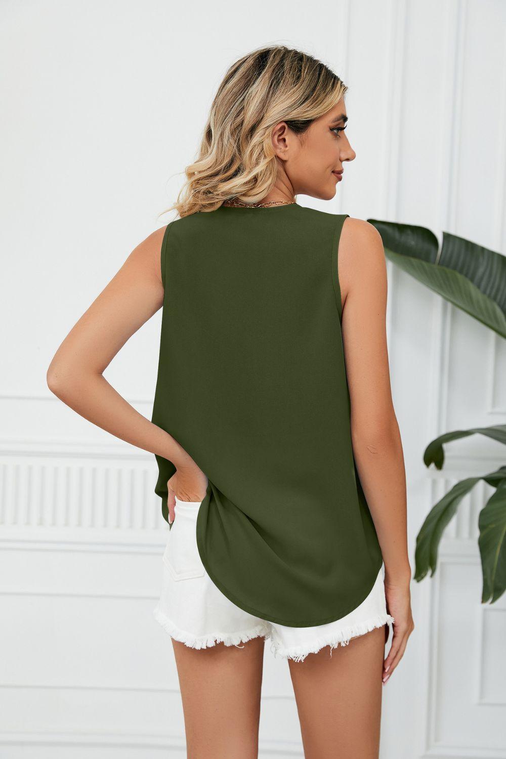 Expensive Freshness V Neck Sleeveless Blouse - MXSTUDIO.COM