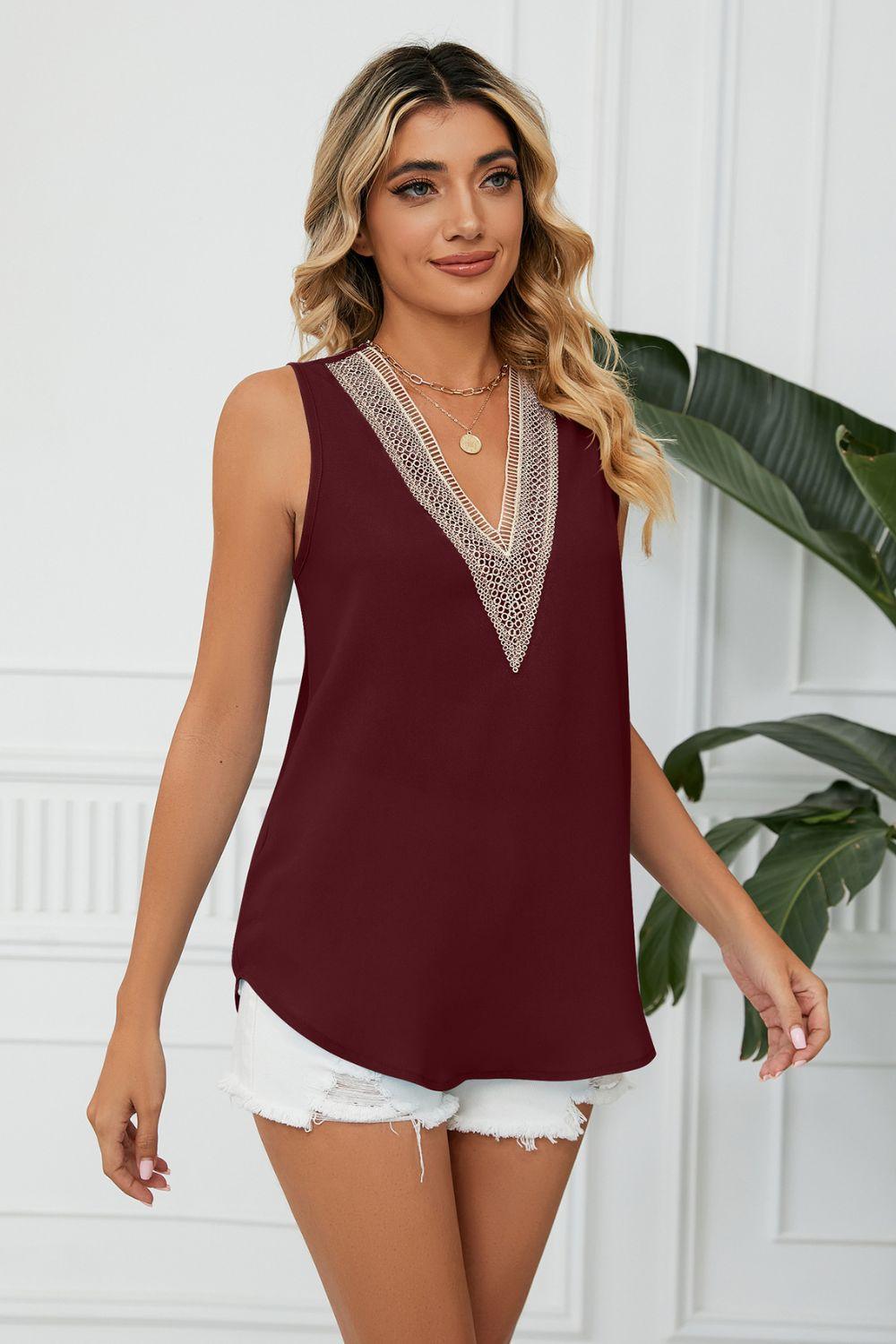 Expensive Freshness V Neck Sleeveless Blouse - MXSTUDIO.COM