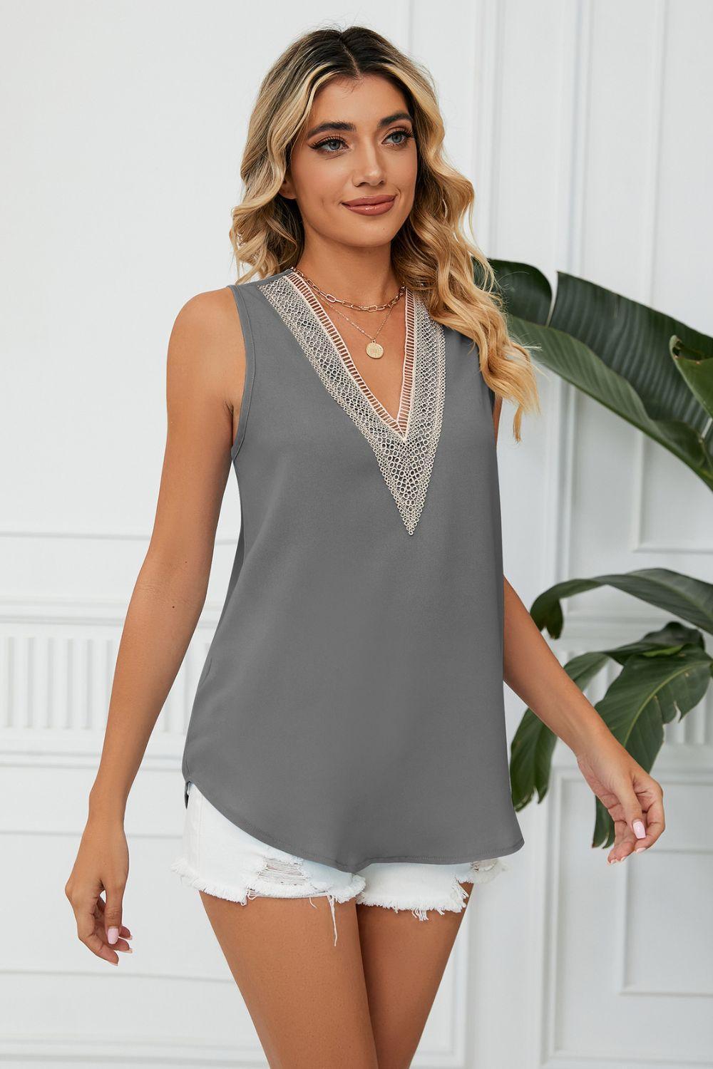 Expensive Freshness V Neck Sleeveless Blouse - MXSTUDIO.COM