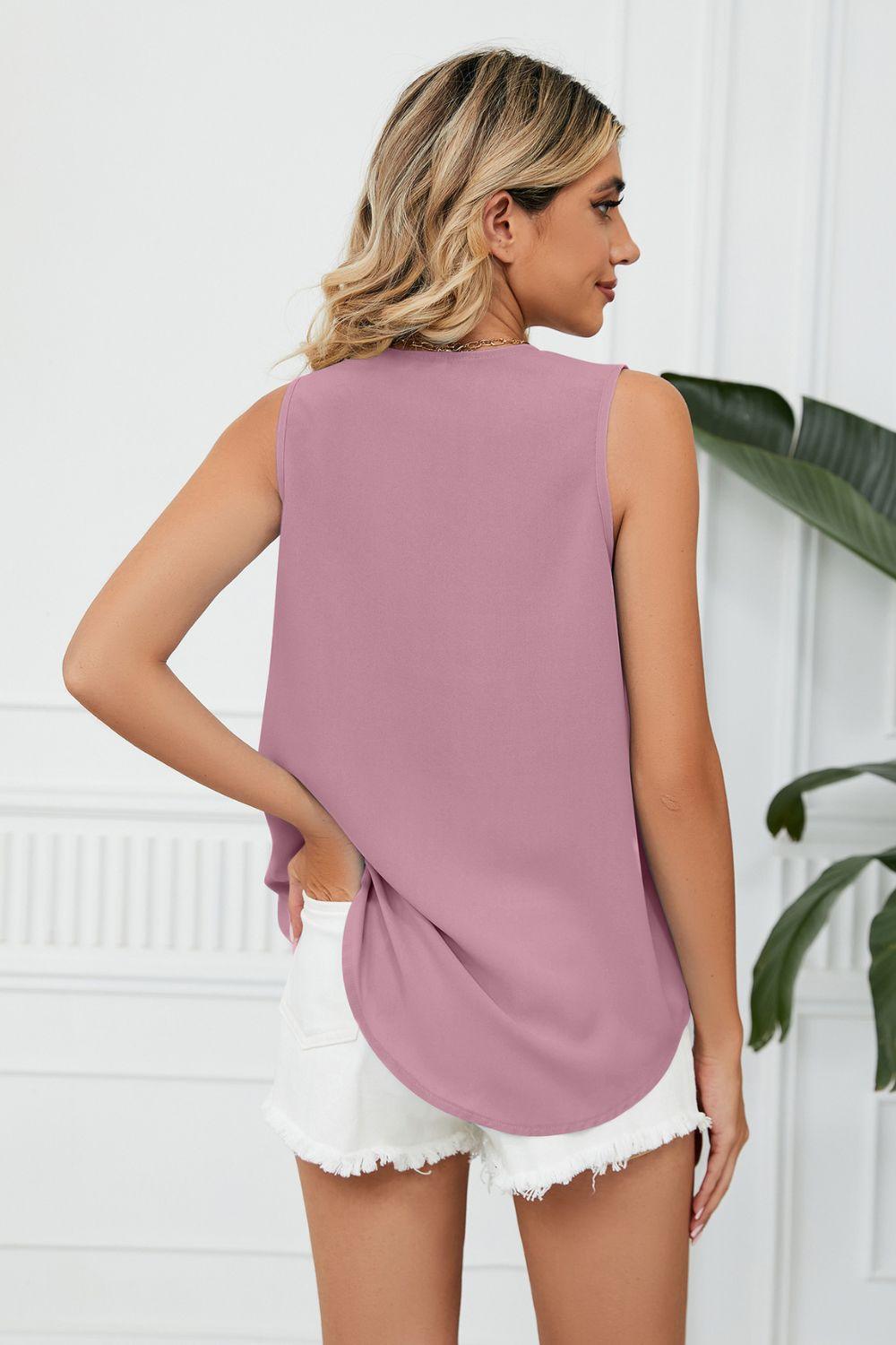 Expensive Freshness V Neck Sleeveless Blouse - MXSTUDIO.COM